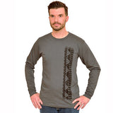 Men's long sleeve shirt with Samoan tattoo print dark gray