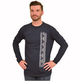 Men's long sleeve shirt with Samoan tattoo print navy  