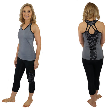 Samoan and Maori Fusion Tattoo Tank with a  Built in Bra and Removable Cups - Malosi Collection