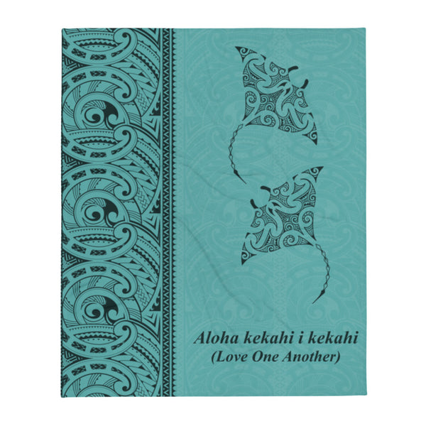 Manta Ray Tattoo Blanket Blue