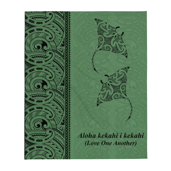 Manta Ray Tattoo Blanket Green