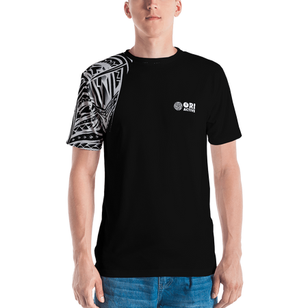 Men's Short Sleeve Poly-Cotton Blend with Samoan Tattoo Print