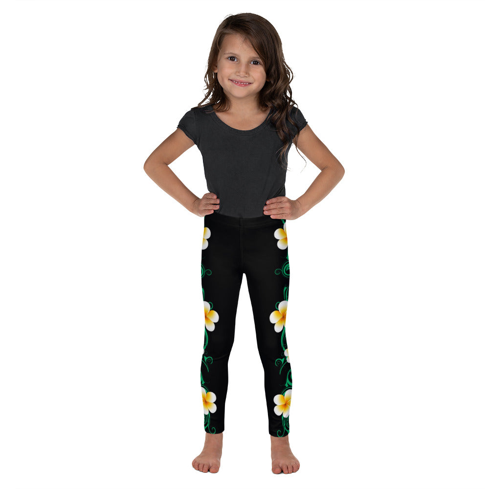 Hawaiian Plumeria Toddler & Youth Leggings - Choice of Design on one leg or both