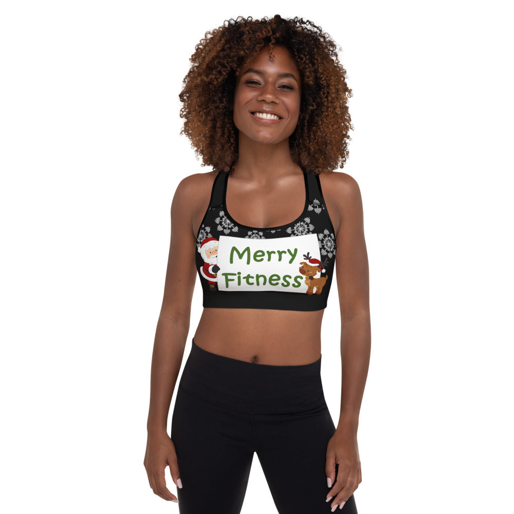 Christmas - Merry Fitness and a Happy New Rear Padded Sports Bra