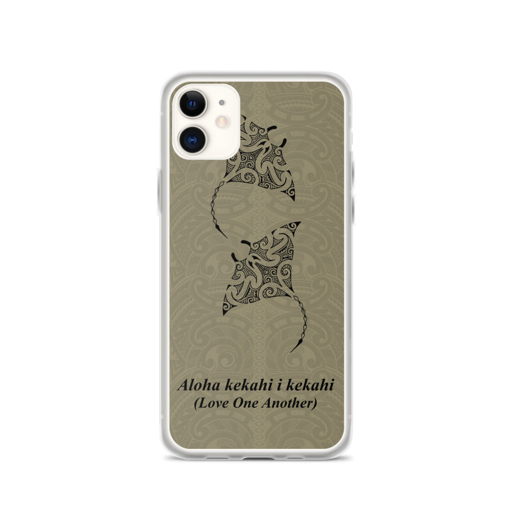 Manta Ray Polynesian Tattoo Iphone Case Aloha Kekahi I Kekahi (Love One Another) - iPhone Case 11 12 13 (Pro Pro max Mini) 7 8 plus SE XR, X, XS, Xs max