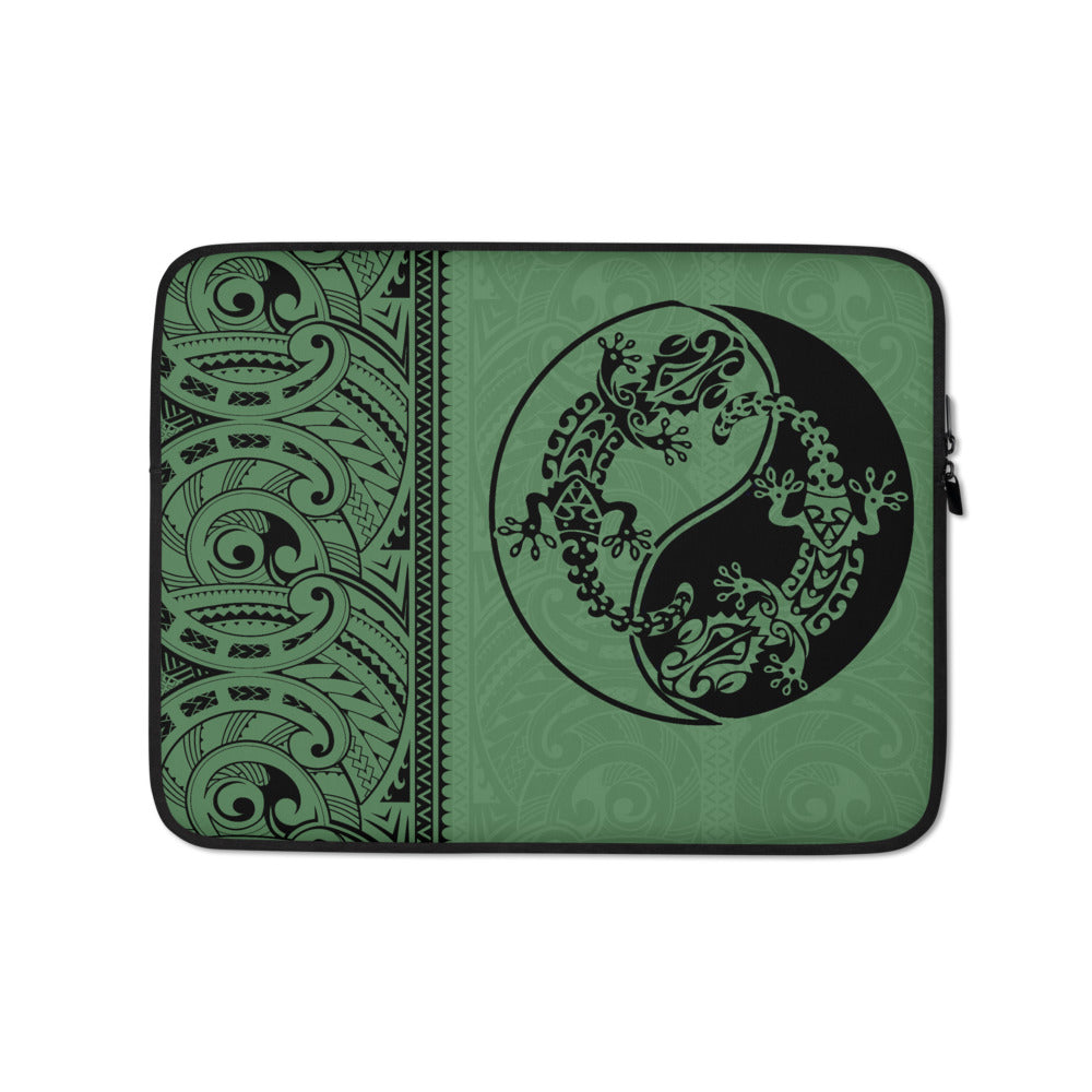 Gecko Yin Yang Polynesian Tattoo Laptop Sleeve / Case