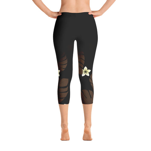 Polynesian Monstera Leaf yoga crop pants