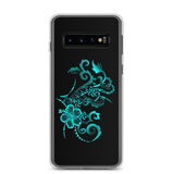 teal hibiscus samsung case