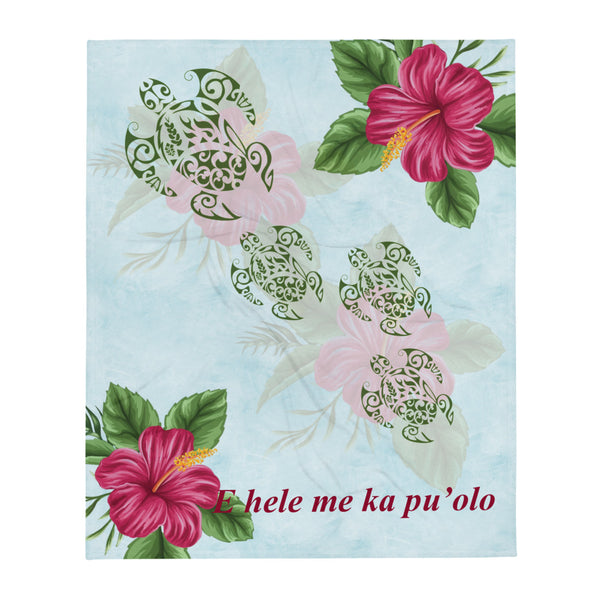 Hibiscus & Honu Hawaiian Tattoo Blanket