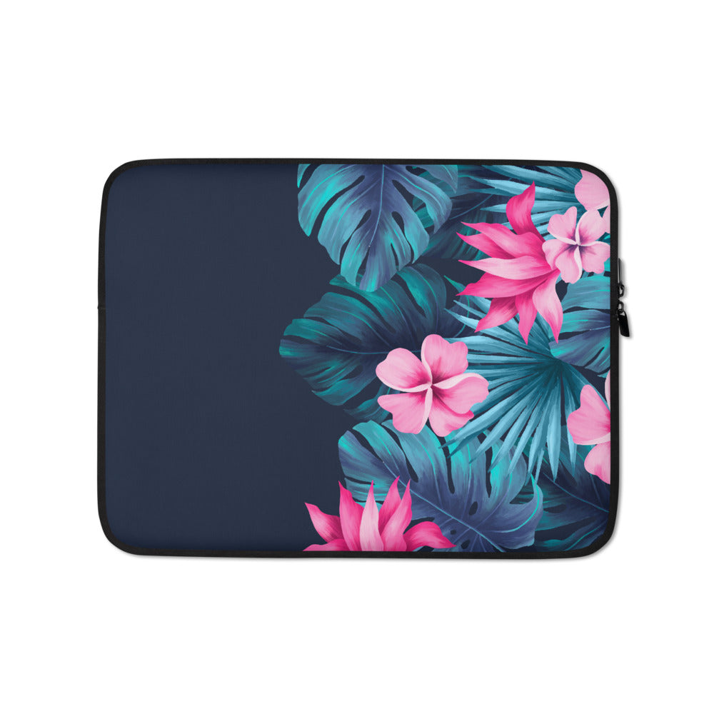 Pink Tropical Floral and Fern Laptop Case / Sleeve