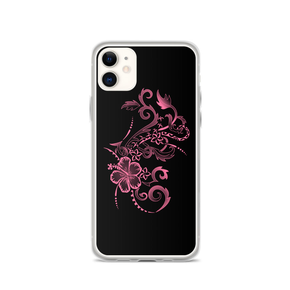 Hibiscus Tattoo iPhone Case - Hot Pink -  iPhone Case 11 12 13 (Pro Pro max Mini) 7 8 plus SE XR, X, XS, Xs max