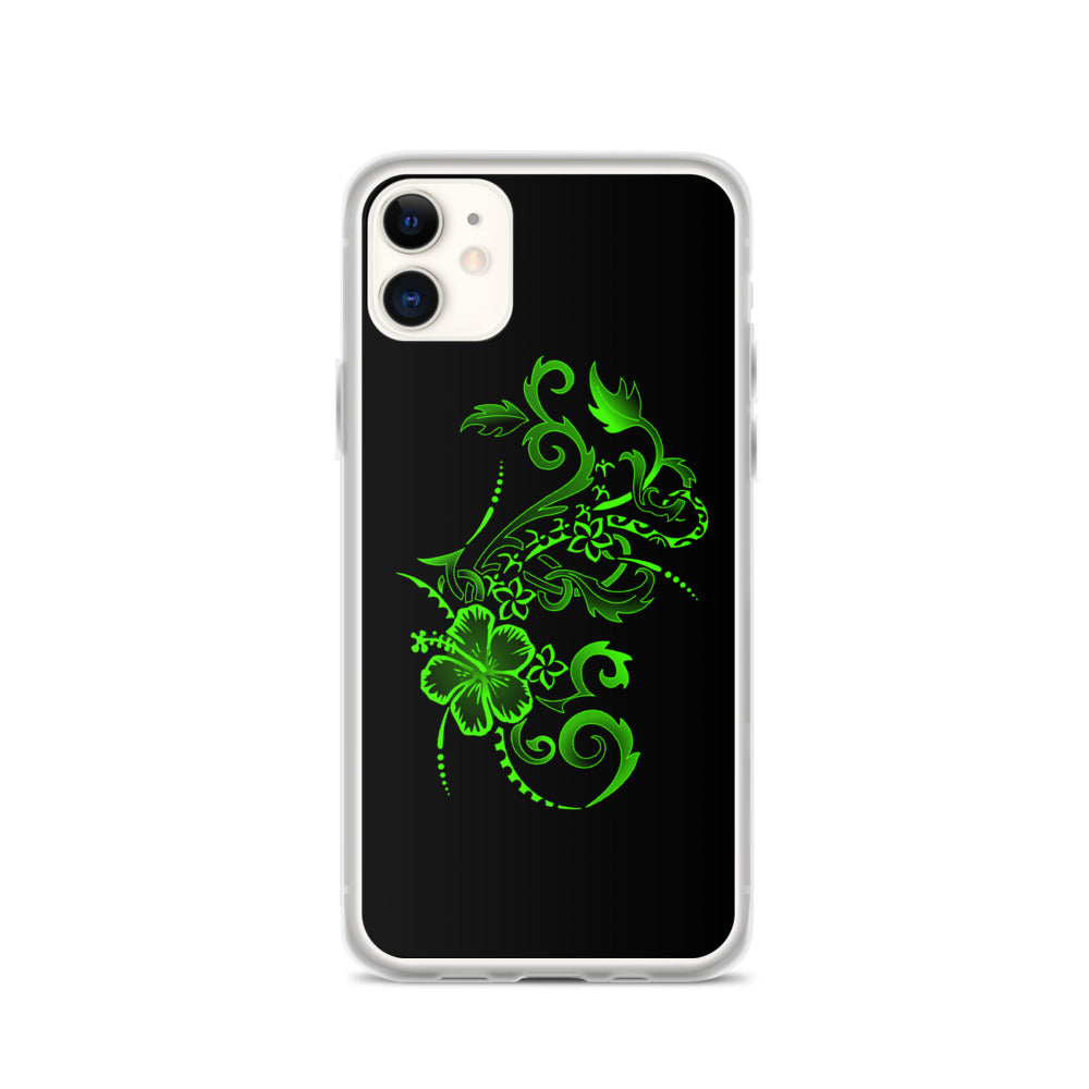 Hibiscus Tattoo iPhone Case - Lime Green -  iPhone Case 11 12 13 (Pro Pro max Mini) 7 8 plus SE XR, X, XS, Xs max