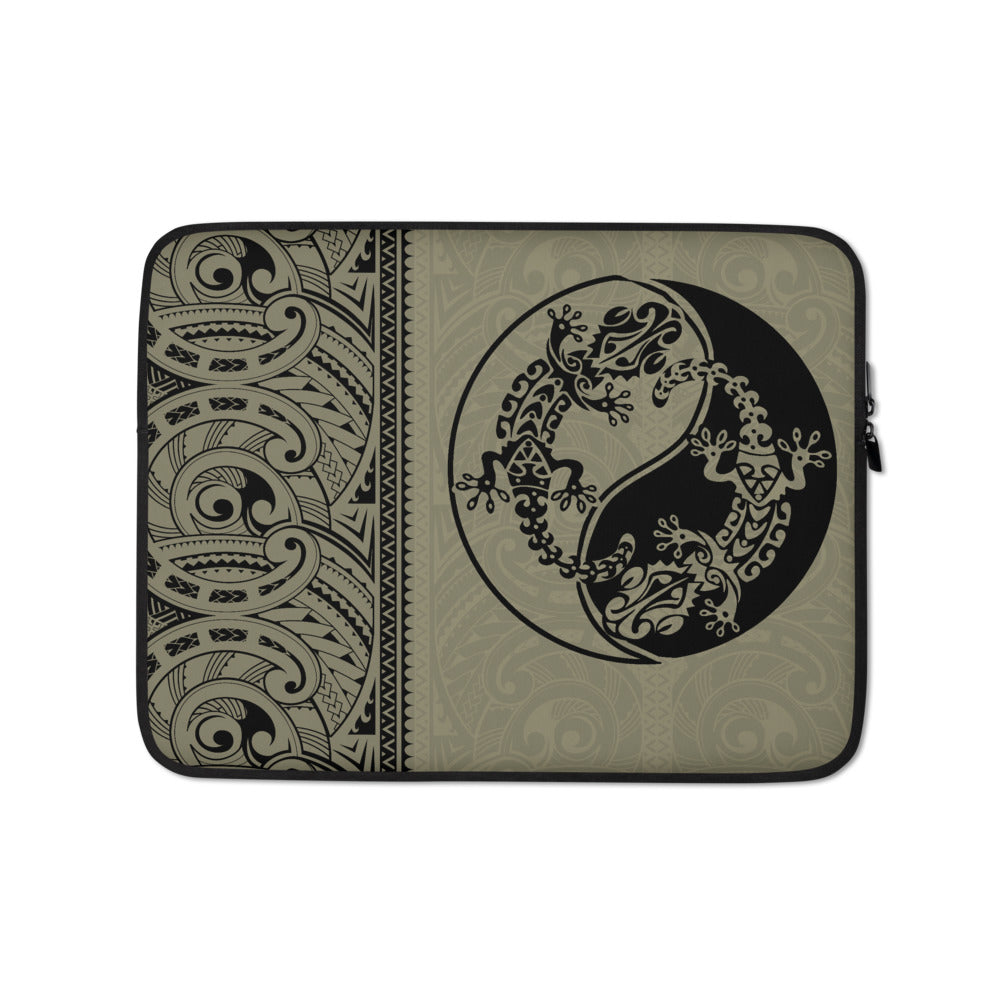 Gecko Yin Yang Polynesian Tattoo Laptop Sleeve / Case