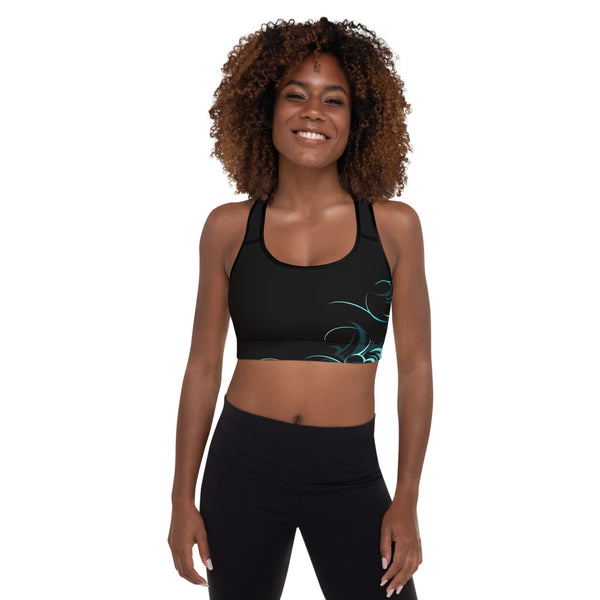 wave pattern Hawaiian sports bra