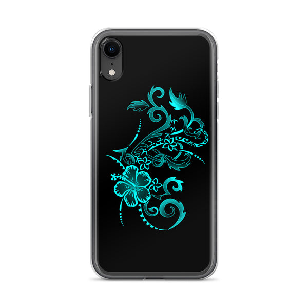 teal hibiscus tropical iphone case