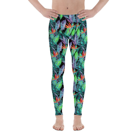 Bird of Paradise Hawaiian Floral and Tropical Fern Yoga Long Leggings - Plus Size Available