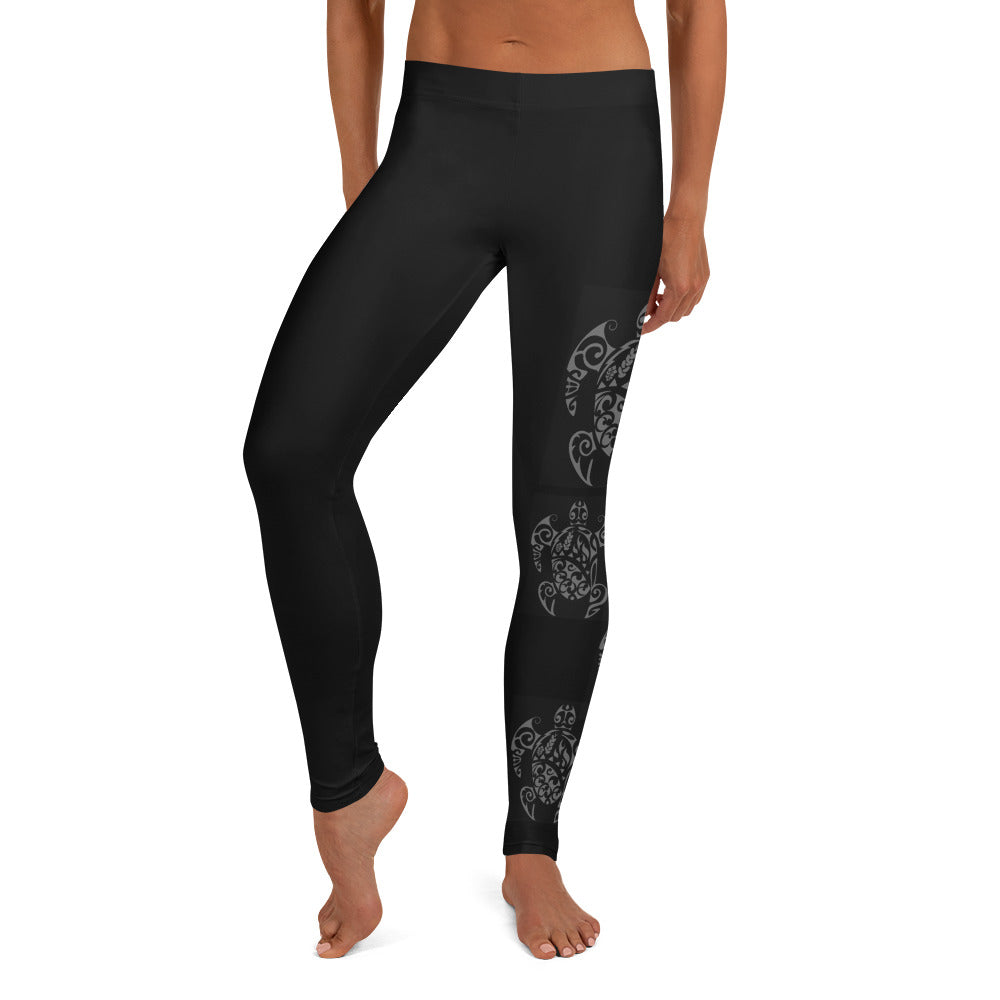 Honu Tattoo Family  (Hawaiian Green Sea Turtle) Long Leggings