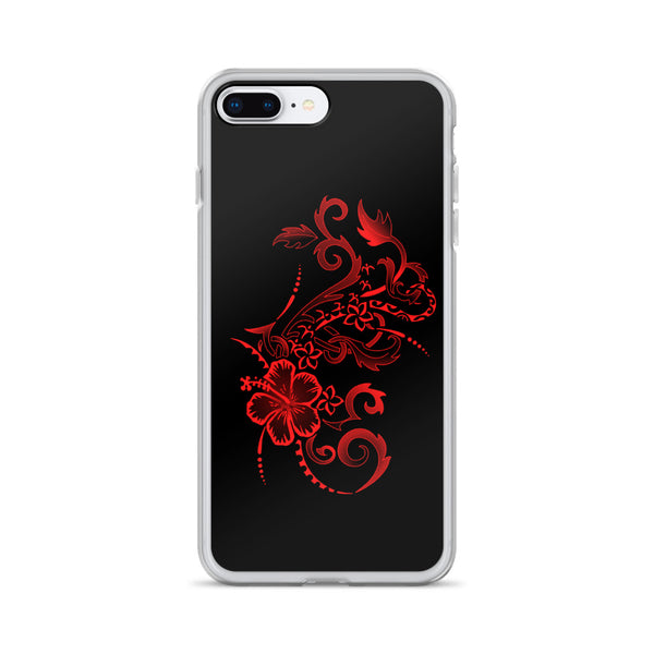 red hibiscus tattoo Polynesian iPhone case