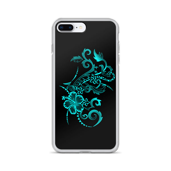 teal hibiscus tattoo phone case