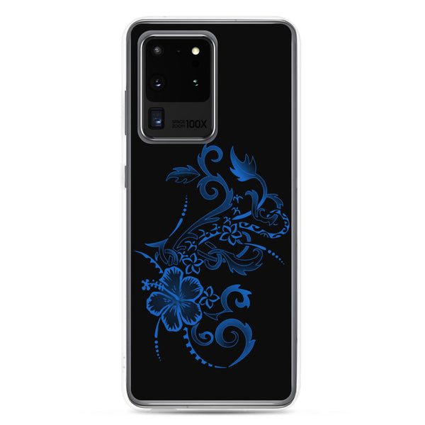 blue hibiscus floral samsung galaxy case