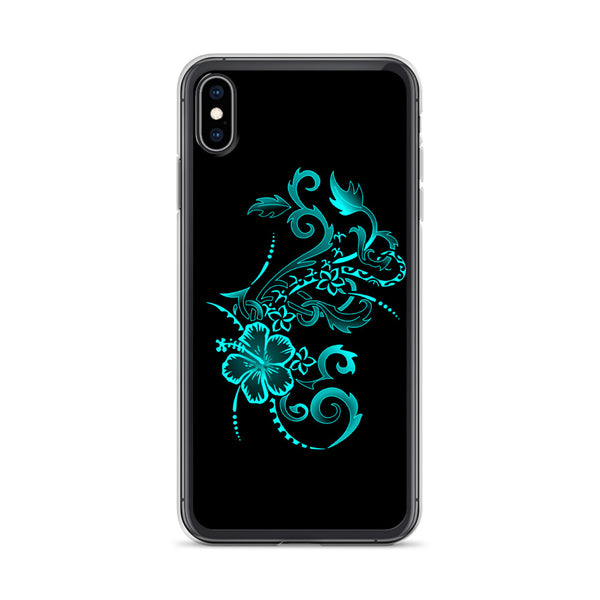 teal hibiscus tattoo phone case