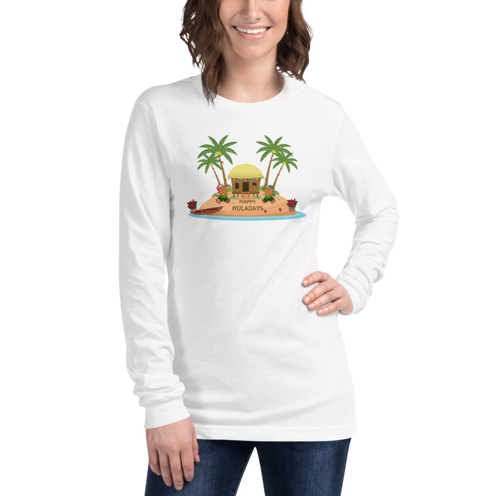 Christmas in Hawaii - Happy Huladays / Mele Kalikimaka Women's Long Sleeve Tee