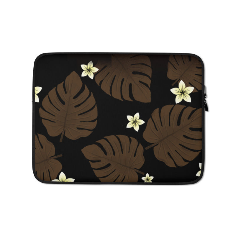 Monstera leaf and Plumeria Laptop Sleeve / Case