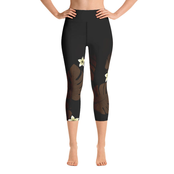 Monstera Leaf capri leggings high waist