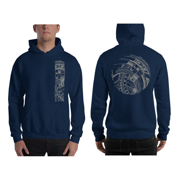 Navy Blue Polynesian Samoan tattoo Hawaiian Hooded Sweatshirt