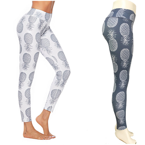 Blue-Gray or White Hawaiian Pineapple Long Yoga Pants / Leggings