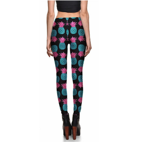 Bright Pineapple Retro Shiny Long Yoga Pants / Leggings - sizes up to 4XL