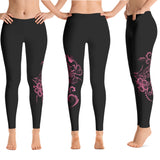Pink Hibiscus tattoo long legging