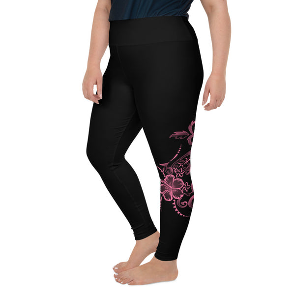 Pink Hibiscus plus size legging