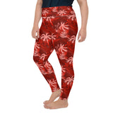 Red Plus size palm Tree Leggings