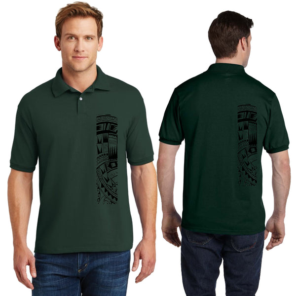 Samoan tattoo mens green polo shirt