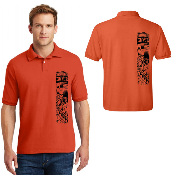 Orange Samoan tattoo polo shirt