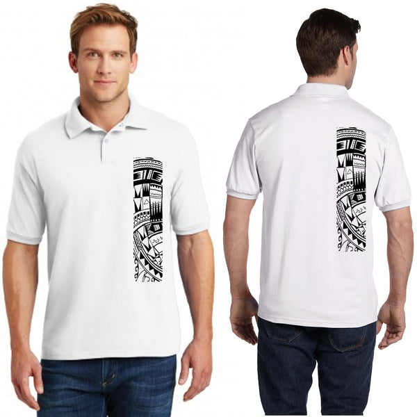 white samoan tattoo polo shirt