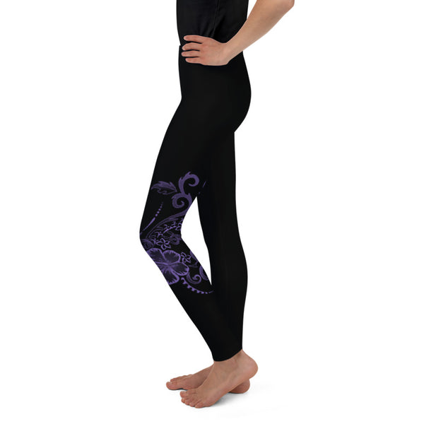 Purple Hibiscus Kids Leggings