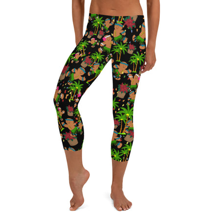 Hawaiian Tropical Palm Tree and Fern Crop Yoga Pants - 9 Colors Available