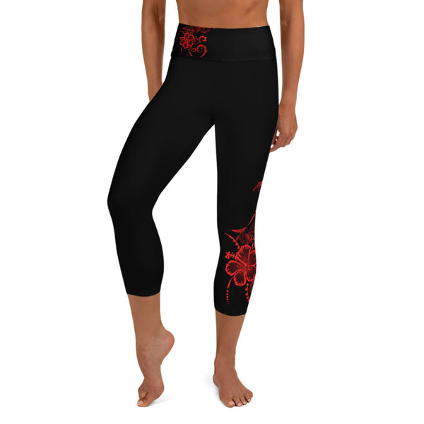 Red Hibiscus Crop Legging