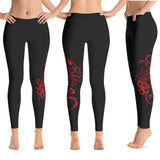 Red hibiscus tattoo legging