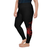 Red hibiscus plus size legging