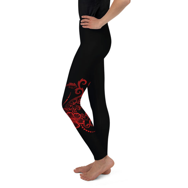 Red Hibiscus child leggings