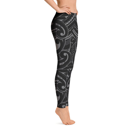 Koru Long Yoga Pants - Maori Tattoo Design