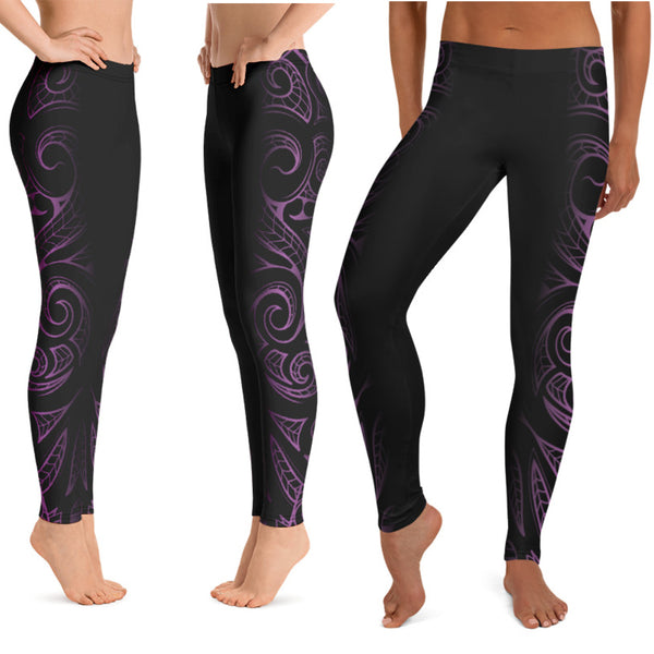 Purple Hawaiian tattoo leggings