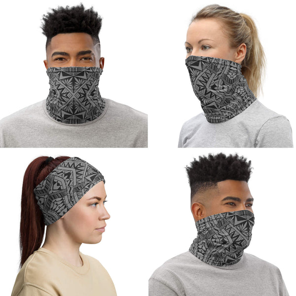 Gray Samoan tattoo face mask