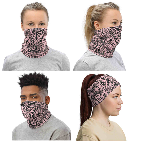 Pink Hawaiian tattoo neck gaiter