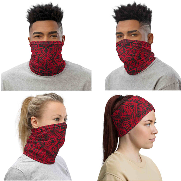 Red Samoan tattoo face mask