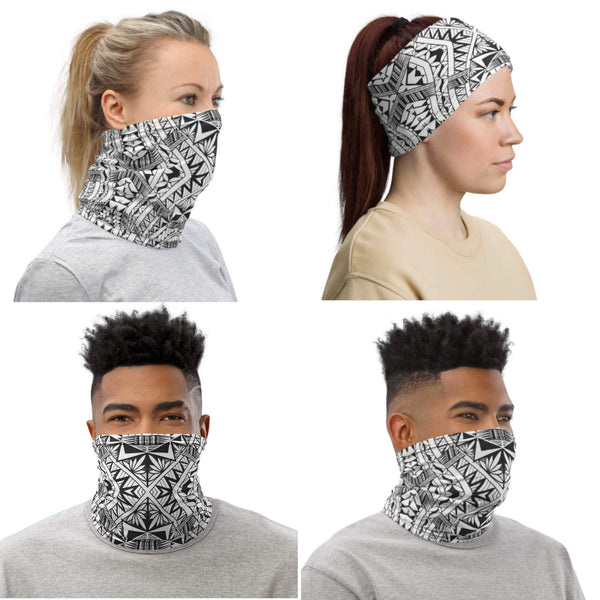 White Samoan tattoo neck gaiter