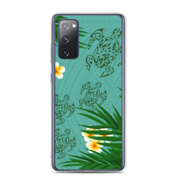 Honu (Hawaiian Sea Turtle) Family and Plumeria Tattoo - Samsung Galaxy Case S10 S20 S21 S22 E FE Plus and Ultra